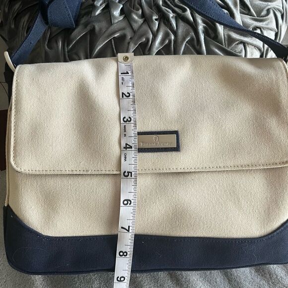 Etienne Aigner Fanvy Navy & Off-white Canvas Shoulder Handbag - Picture 10 of 11